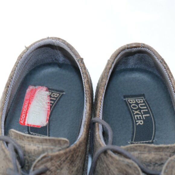 BullBoxer Mens Stanten Oxford Size 8 Gray Textured Leather Plain Toe Dress Shoe - Picture 11 of 12